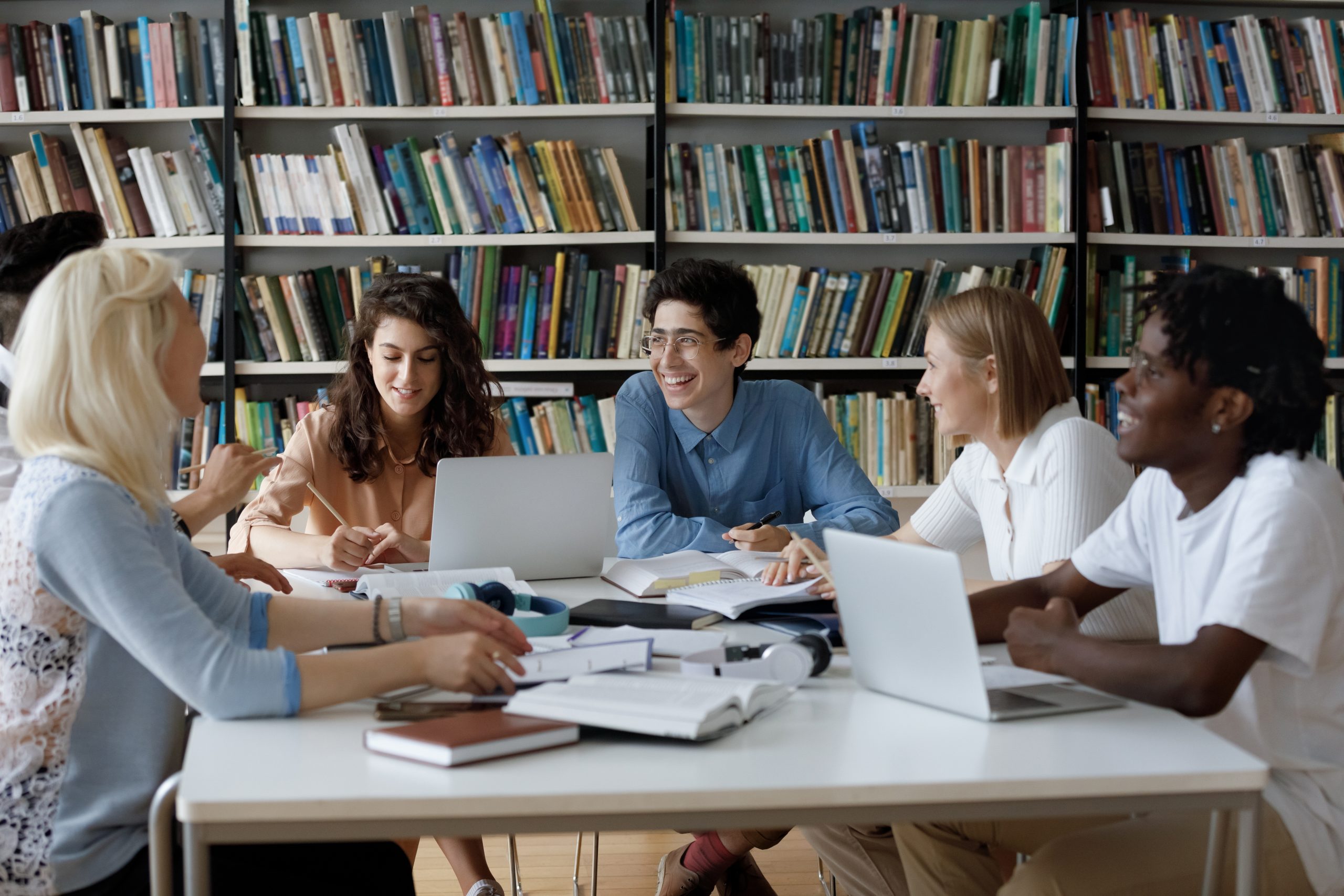 students studying in a group together